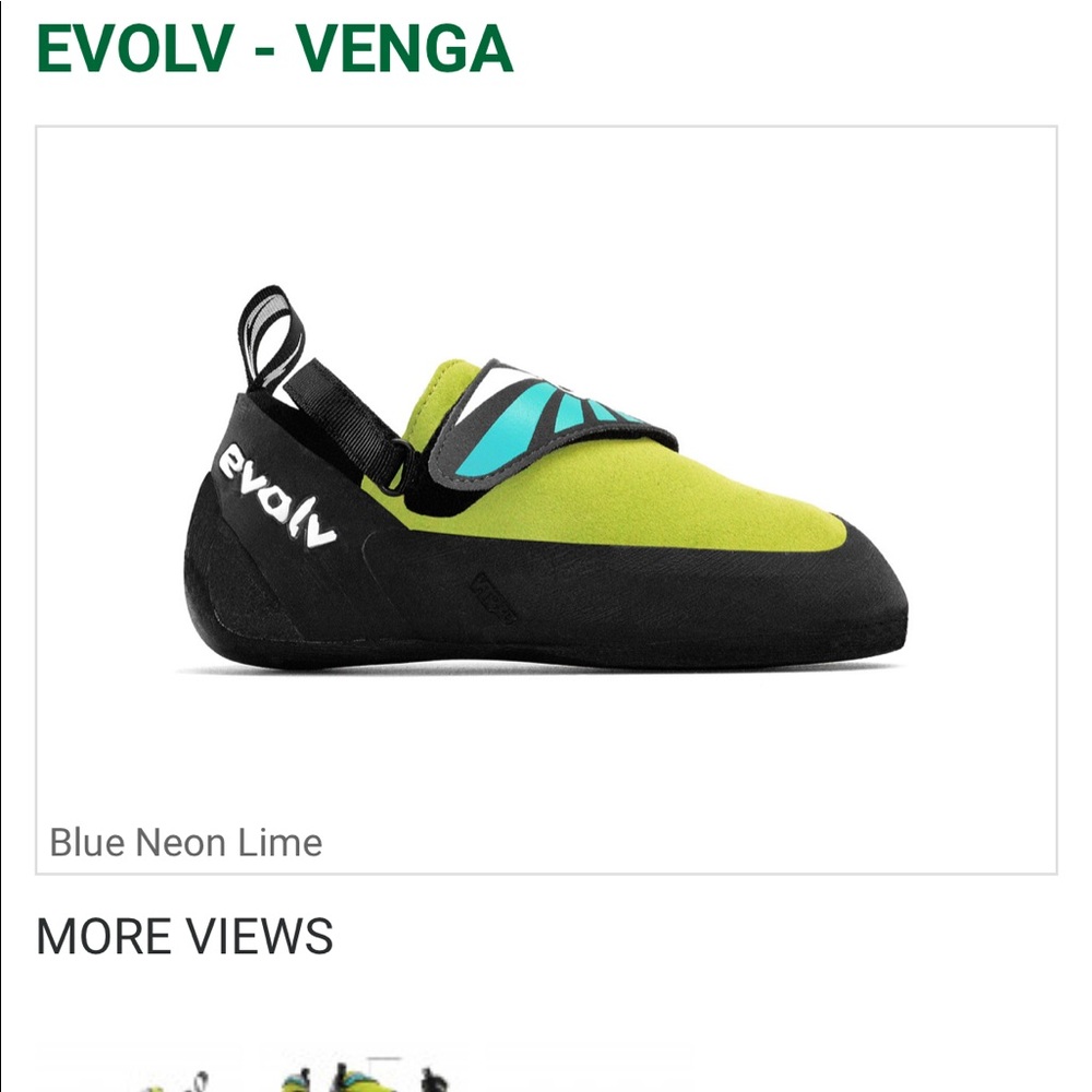 Used kids Evolv rock climbing shoes